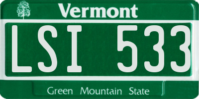 VT license plate LSI533