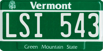 VT license plate LSI543