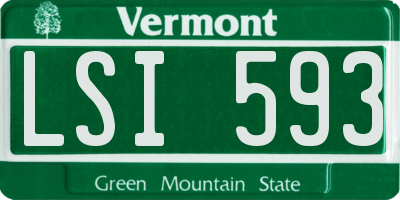VT license plate LSI593