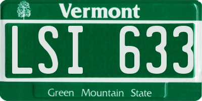 VT license plate LSI633