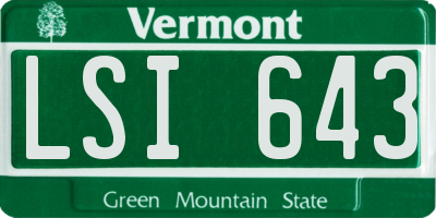 VT license plate LSI643