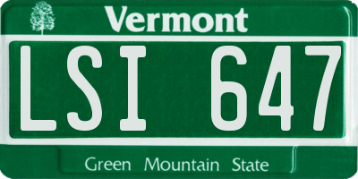 VT license plate LSI647