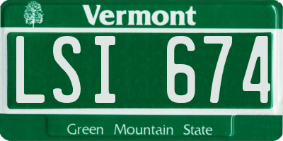 VT license plate LSI674