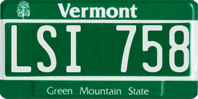 VT license plate LSI758