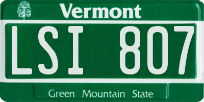 VT license plate LSI807
