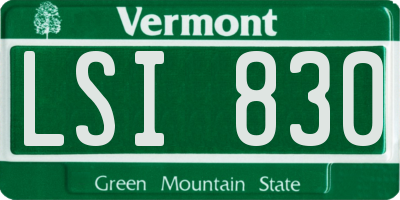 VT license plate LSI830