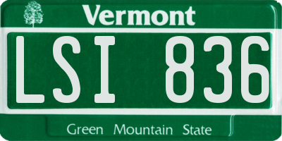 VT license plate LSI836