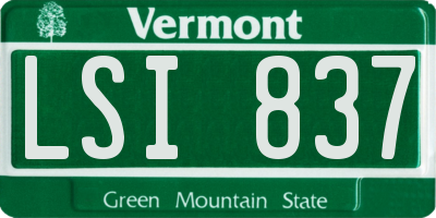 VT license plate LSI837