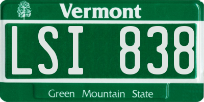 VT license plate LSI838