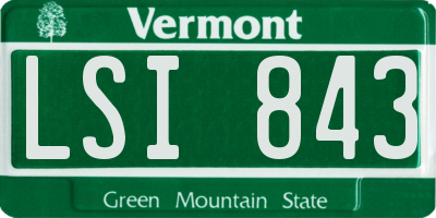 VT license plate LSI843