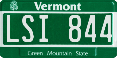 VT license plate LSI844