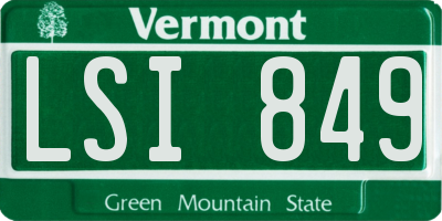 VT license plate LSI849