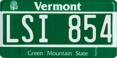 VT license plate LSI854