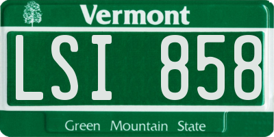 VT license plate LSI858