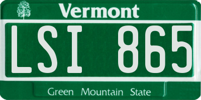 VT license plate LSI865