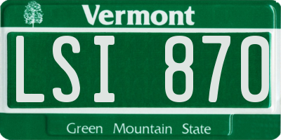 VT license plate LSI870