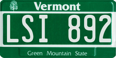 VT license plate LSI892