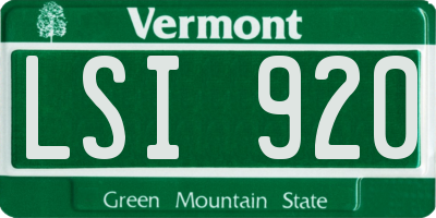 VT license plate LSI920
