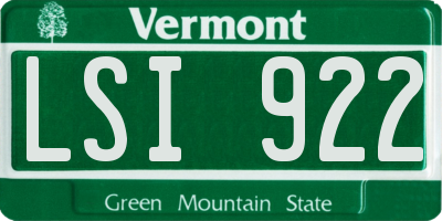 VT license plate LSI922