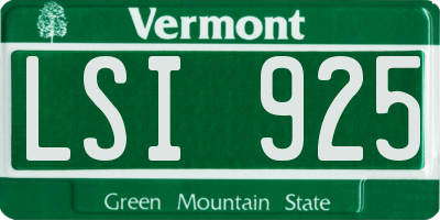 VT license plate LSI925