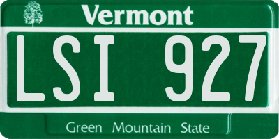 VT license plate LSI927