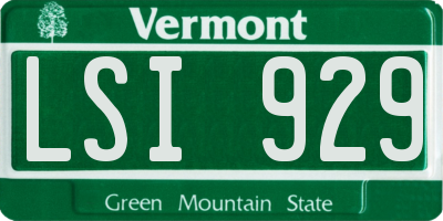 VT license plate LSI929