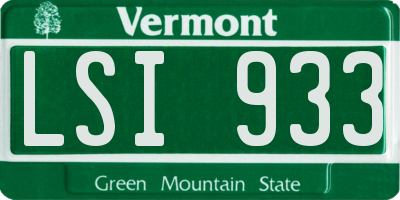 VT license plate LSI933