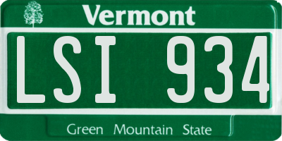 VT license plate LSI934