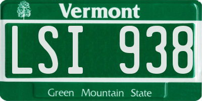 VT license plate LSI938