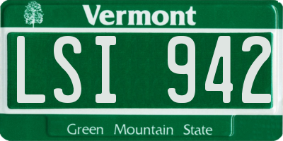 VT license plate LSI942