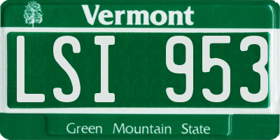VT license plate LSI953