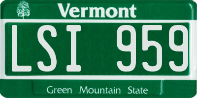 VT license plate LSI959