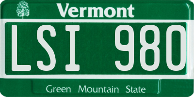 VT license plate LSI980