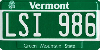 VT license plate LSI986