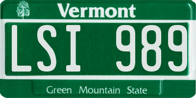 VT license plate LSI989