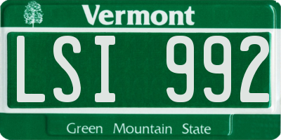 VT license plate LSI992
