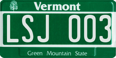 VT license plate LSJ003