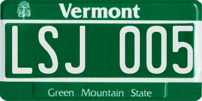 VT license plate LSJ005