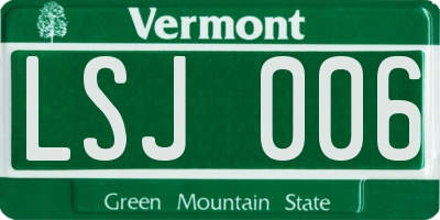 VT license plate LSJ006