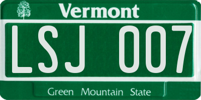 VT license plate LSJ007