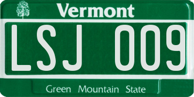VT license plate LSJ009