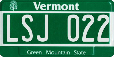 VT license plate LSJ022