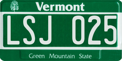 VT license plate LSJ025