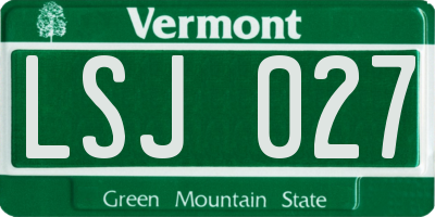 VT license plate LSJ027
