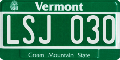 VT license plate LSJ030