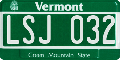 VT license plate LSJ032