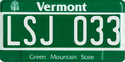 VT license plate LSJ033