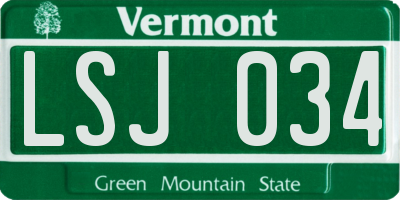 VT license plate LSJ034