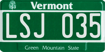 VT license plate LSJ035