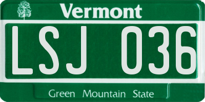 VT license plate LSJ036